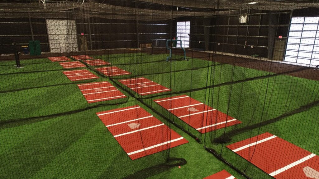 14 hitting tunnels at Advanced Baseball Academy indoor training facility